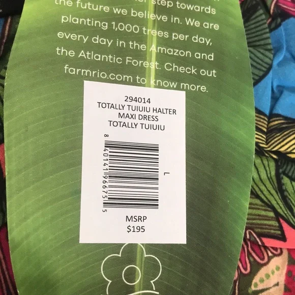 🎉Hist Pick🎉 Farm Rio Totally Tuiuiu Halter Maxi Dress size L - Picture 14 of 15